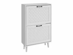 Zapatero con cajones de ratán, patas de madera maciza, MDF, (60x24,1x94 cm)^ New
