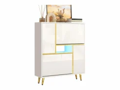 Merax Zapatero|Mueble De Almacenaje|Zapatero con frente brillante - 80 x 25 x 96 cm - LED - Tablero de partículas -