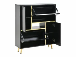 Merax Zapatero con frente brillante - 80 x 25 x 96 cm - LED - Tablero de partículas - Negro Hot