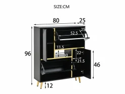 Merax Zapatero con frente brillante - 80 x 25 x 96 cm - LED - Tablero de partículas - Negro Hot