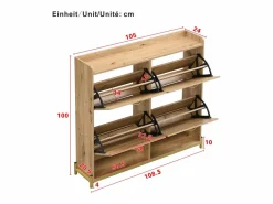 Merax Zapatero de 4 puertas - 108,5 x 24 x 100 cm - para entrada y pasillo - MDF - natural Color natural claro Discount