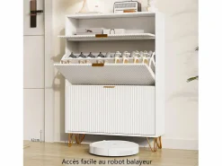 Zapatero|Mueble De Almacenaje|Zapatero de 3 puertas - modelo estrecho con cajones - ideal para entradas y pasillos - 80 x 24 x 118,5 cm