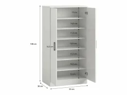 duehome Zapatero|Mueble De Almacenaje|Zapatero de 2 puertas en blanco mate 55x108 cm Liam Blanco Artik (Blanco Mate)