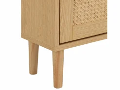 Hauss Spole Zapatero|Mueble De Almacenaje|Zapatero de madera de ratán con 3 puertas y 1 cajón, 90 x 17 x 125 cm Natural