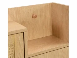 Hauss Spole Zapatero|Mueble De Almacenaje|Zapatero de madera y ratán, 3 puertas y 1 cajón, 90x17x125 cm, color natural + blanco