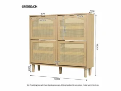 Merax Zapatero|Mueble De Almacenaje|Zapatero de ratán - 100 x 25 x 90,3 cm - con 4 cajones abatibles - aglomerado - natural
