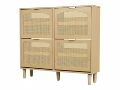 Merax Zapatero|Mueble De Almacenaje|Zapatero de ratán - 100 x 25 x 90,3 cm - con 4 cajones abatibles - aglomerado - natural