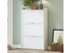 Merax Zapatero estrecho de 3 compartimentos - 76 x 23 x 118 cm - para recibidor y salón - tablero de partículas - Blanco Online