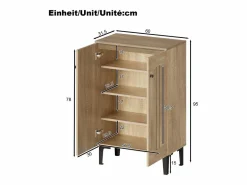 Merax Zapatero moderno - 60 x 31,5 x 95 cm - con 2 puertas y estantes multinivel - tablero de partículas - natural Color natural claro Clearance