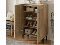 Merax Zapatero moderno - 60 x 31,5 x 95 cm - con 2 puertas y estantes multinivel - tablero de partículas - natural Color natural claro Clearance