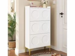 Merax Zapatero moderno - 63 x 24 x 120 cm - con 3 puertas + patas metálicas - MDF - Blanco Online