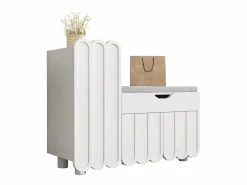 Merax Zapatero moderno - 90 x 35 x 74,5 cm - con 3 puertas + 1 cajón + cojín de asiento - MDF - Blanco Hot