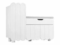 Merax Zapatero moderno - 90 x 35 x 74,5 cm - con 3 puertas + 1 cajón + cojín de asiento - MDF - Blanco Hot