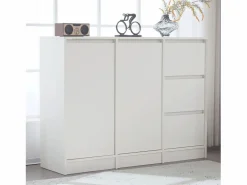 Zapatero|Mueble De Almacenaje|Zapatero moderno con gran espacio de almacenaje, 2 puertas y 3 cajones, balda regulable, (120x35x90 cm)