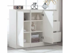 Zapatero|Mueble De Almacenaje|Zapatero moderno con gran espacio de almacenaje, 2 puertas y 3 cajones, balda regulable, (120x35x90 cm)