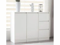 Zapatero|Mueble De Almacenaje|Zapatero moderno con gran espacio de almacenaje, 2 puertas y 3 cajones, balda regulable, (120x35x90 cm)