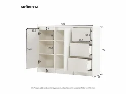 Zapatero|Mueble De Almacenaje|Zapatero moderno con gran espacio de almacenaje, 2 puertas y 3 cajones, balda regulable, (120x35x90 cm)