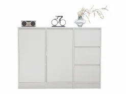 Zapatero|Mueble De Almacenaje|Zapatero moderno con gran espacio de almacenaje, 2 puertas y 3 cajones, balda regulable, (120x35x90 cm)