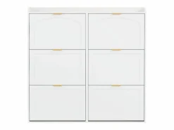 Merax Zapatero para entrada - 120 x 23 x 118 cm - con 6 compartimentos abatibles - MDF + aglomerado - Blanco Best