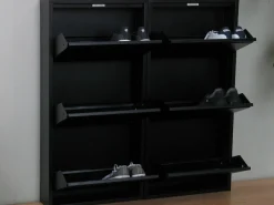 ebuy24 Zapatero Pisa de 6 puertas en metal . Se entrega completamente montado. Negro Discount