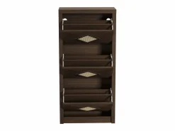Merax Zapatero|Mueble De Almacenaje|Zapatero vintage con decoración de ratán - 54 x 25 x 115 cm - con 3 compartimentos abatibles - tablero de partículas -