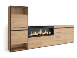 Skraut Home Zapatero|Mueble De Almacenaje|Zapatero, 274x35x145cm, Dormitorio, habitación, Chimenea eléctrica XXL, Cómoda, Cajonera, Roble
