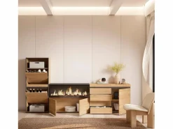 Skraut Home Zapatero|Mueble De Almacenaje|Zapatero, 274x35x145cm, Dormitorio, habitación, Chimenea eléctrica XXL, Cómoda, Cajonera, Roble