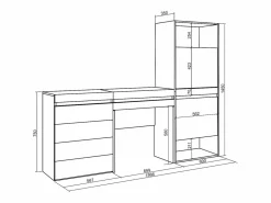 Zapatero, 187x35x145cm, Dormitorio, habitación, Cómoda, Cajonera, Tocador,^Skraut Home Online
