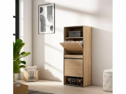 Skraut Home Zapatero, 60x35x145cm, Dormitorio, habitación, Mueble auxiliar, Roble Color natural claro New