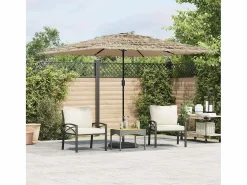 Garden Furniture Sombrilla|Zarvir Sombrilla de jardín con LEDs poste acero marrón 290x290x238 cm