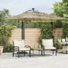 Garden Furniture Sombrilla|Zarvir Sombrilla de jardín con LEDs poste acero marrón 269x269x235 cm