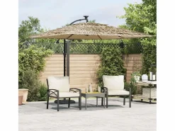 Garden Furniture Sombrilla|Zarvir Sombrilla de jardín con LEDs poste acero marrón 269x269x235 cm