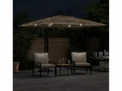 Garden Furniture Sombrilla|Zarvir Sombrilla de jardín con LEDs poste acero marrón 269x269x235 cm