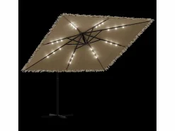 Garden Furniture Sombrilla|Zarvir Sombrilla de jardín con LEDs poste acero marrón 269x269x235 cm