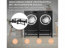 ML-DESIGN Mueble Para Lavadora|Zócalo lavadora doble con balda base secadora negra