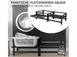 ML-DESIGN Mueble Para Lavadora|Zócalo lavadora doble con balda base secadora negra
