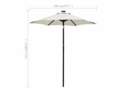 Garden Furniture Zerdal Sombrilla de jardín con luces LED aluminio arena 200x211 cm Hot